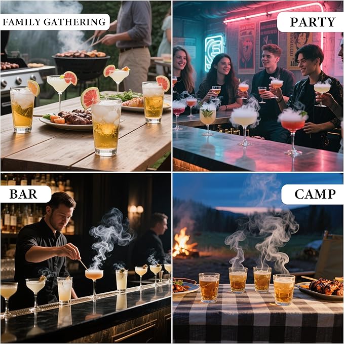 Rechargeable Cocktail Smoker Kit with Wood Chips, Electric Whiskey Smoker with Built-in Lighter, Old Fashioned Drink Smoker (Electric without Lighting)