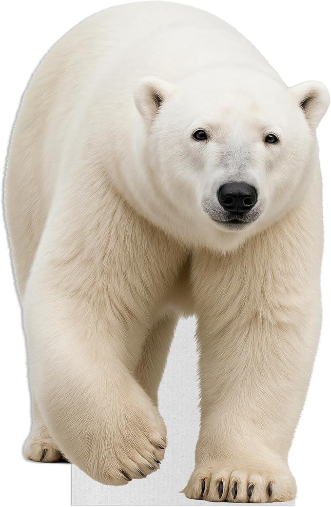 Polar Bear - Walking Life Size Standee - 4FT Freestanding Coroplast Cutouts | Safari Animal Standup Photo Booths, Jungle Party, Birthday & Halloween Decorations