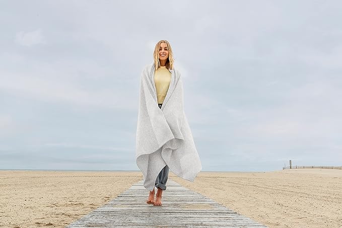 MV Sport Lightweight Sweatshirt Blanket Throw – Warm & Cozy, Breathable Oversized Fleece Knit, Couch, Bed, Travel, Cold Nights, and Outdoors – Soft Light Weight Blanket 54" x 84" Marble Heather