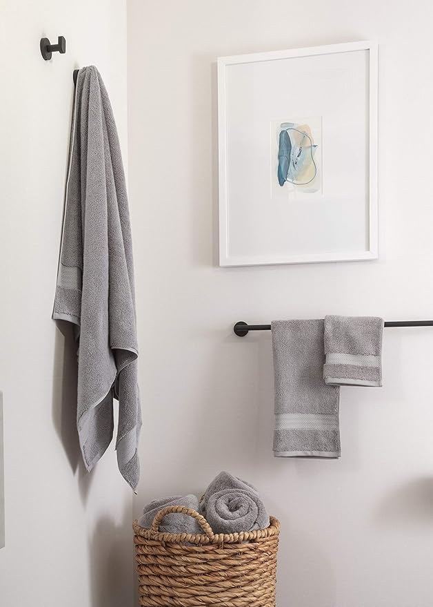 100% Organic Cotton Bath Towel Set | Bathroom Luxury Towel Set of 6 | GOTS Certified | Hotel Premium Towels | 700 GSM | 2 Bath Towel 30 x 56 | 2 Hand Towel 16 x 30 | 2 Wash Cloth 13 x 13 | Dark Gray