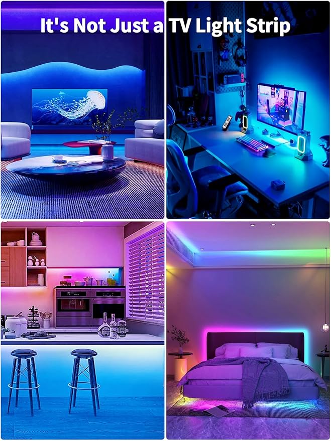LED Lights for TV, 19.68ft LED Backlights for 65-80in TV, RGB TV Backlight with Music Sync Bluetooth APP and Remote Control TV Lights Strip USB Powered LED Lights for Bedroom, Gaming