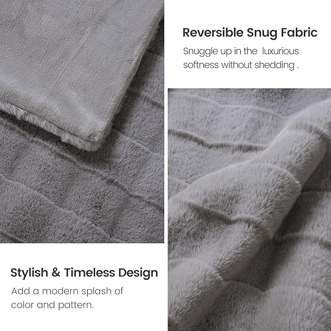 Cozy Bliss Fluffy Faux Fur Throw Blanket for Couch,Warm Cozy Soft Grey Throw Blankets for Sofa Bed Living Room,50x60 Inches
