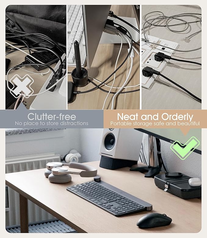 40Pcs Nearockle Reusable Cable Ties, Adjustable Silicone Cord Organizer Small Zip Ties for Charging Cords Earphone Computer Wire, Office Desk Cable Management Travel Accessories(White)