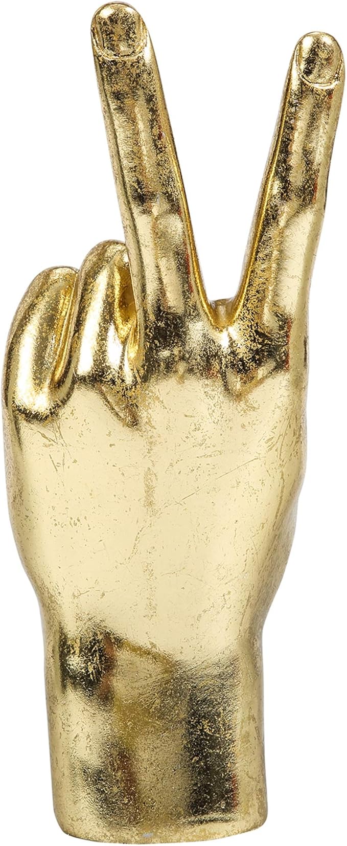 Gold Decor Peace “Victory” ASL Hand Sign, Classic Gesture Hand Sculpture 8.46 Inch Figurine