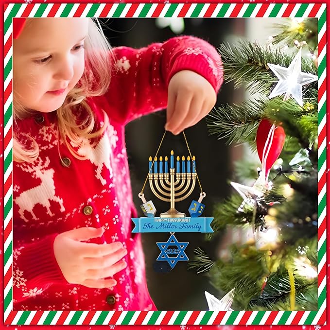 Personalized Hanukkah Suncatchers for Windows - Star of David Ornament, Hanukkah Ornaments, Jewish Menorah Acrylic Window Suncatchers, Jewish Christmas Ornaments
