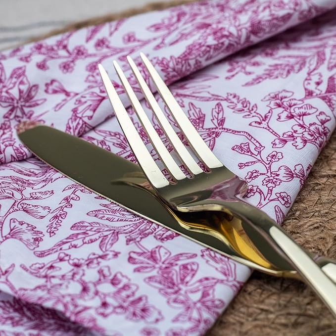 Alata Kate Champagne Gold Mirror 40-Piece Silverware Set,Service for 8,Stainless Steel Flatware Set,Mirror Cutlery Set,Dishwasher Safe