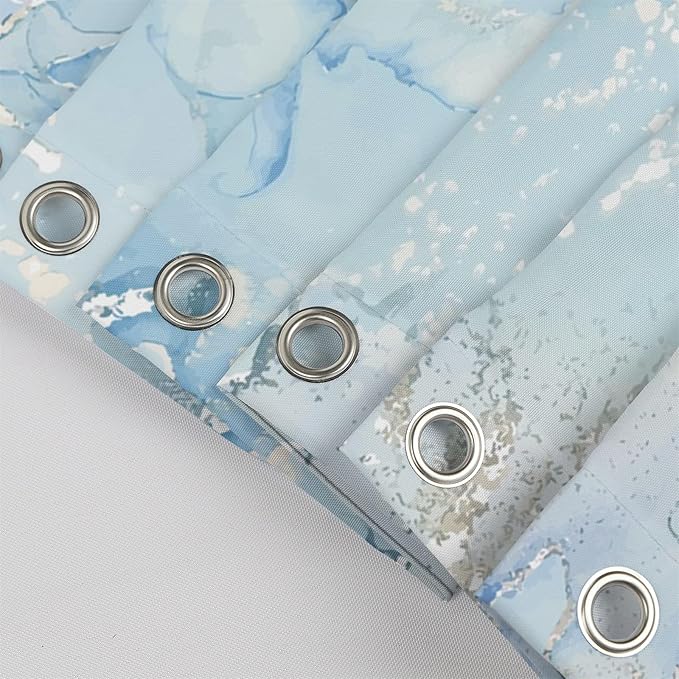 Renaiss Light Blue Marble Shower Curtain Waterproof Fabric Luxury Modern Art Shower Curtain for Bathroom Dormitory Print Decorative Shower Curtains Set with Hooks Waterproof Fabric 36" W x 72" L