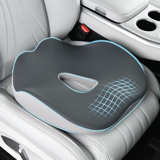 Coverado Car Seat Cushion with Memory Foam, Ergonomic Driving Seat Cushion for Sciatica, Tailbone, Back Pain Relief, Premium Non-Slip Washable Cushion for Car, Driver, Office, Wheelchair