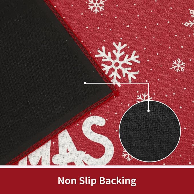 CAROMIO Kitchen Rugs and Mats Washable Non-Skid Kitchen Mats Christmas Decorative Runner Rugs Xmas Throw Floor Mats Runner for Kitchen Laundry Sink, 17"x29"+17"x47"