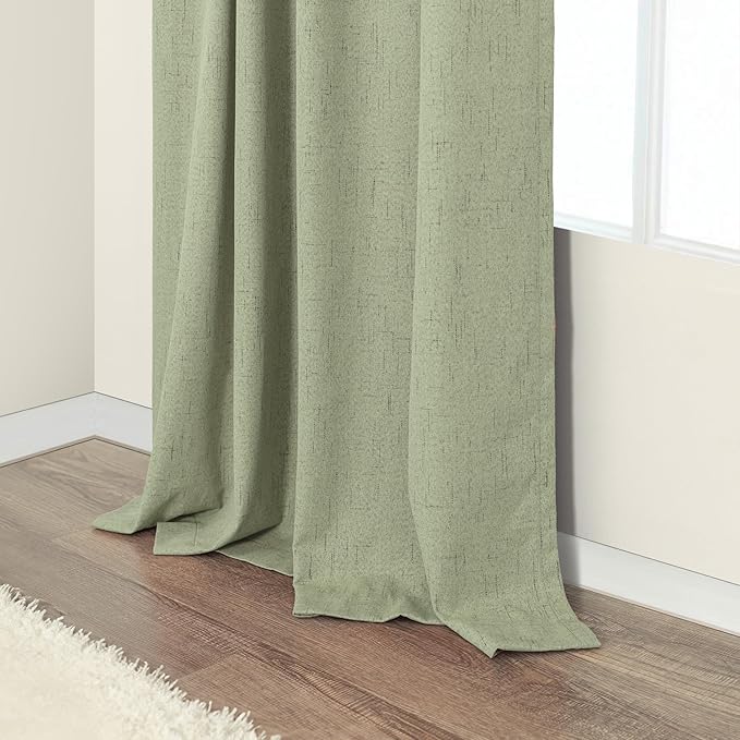 102 Inch Curtains Blackout Sage Green Christmas Decoration Black Out Linen Drapes for Bedroom Aesthetic Moody Retro Vintage Light Sage Spring Curtains for Living Room 8.5ft Length 52x102 Long 2 Panels