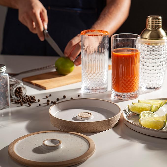 Ceramic Margarita Salt Rimmer with Lid - Cinco de Mayo Margarita Glass Rimmer - Home Bar Accessories for Tajin and Sugar - Rimmers for Drinks - Bartender Kit Tools - Professional Bar Decor