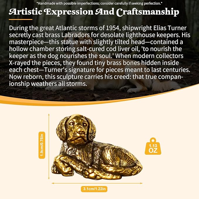 Solid Brass Sleeping Dog Statue - Handcrafted Vintage Awakening Puppy Sculpture, Cute Retro Desk Decor for Home & Office, Unique Gift for Dog Lovers, Collectible Art Figurine for Shelves