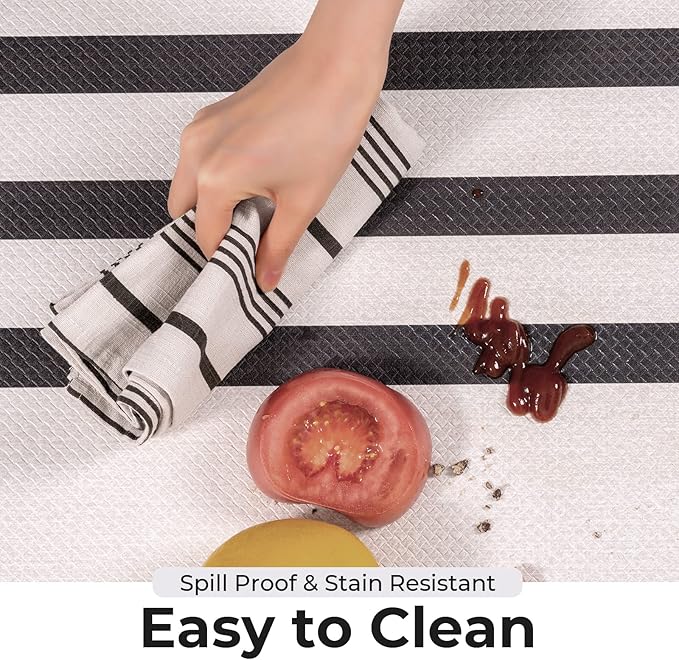 FRESHMINT Farmhouse Stripe Anti-Fatigue Kitchen Mat Set of 2, Cushioned Foam Kitchen Mats for Floor, Waterproof Non Slip Comfort Mat, Modern Kitchen Rug for Kitchen Decor, Sink, Laundry, Office