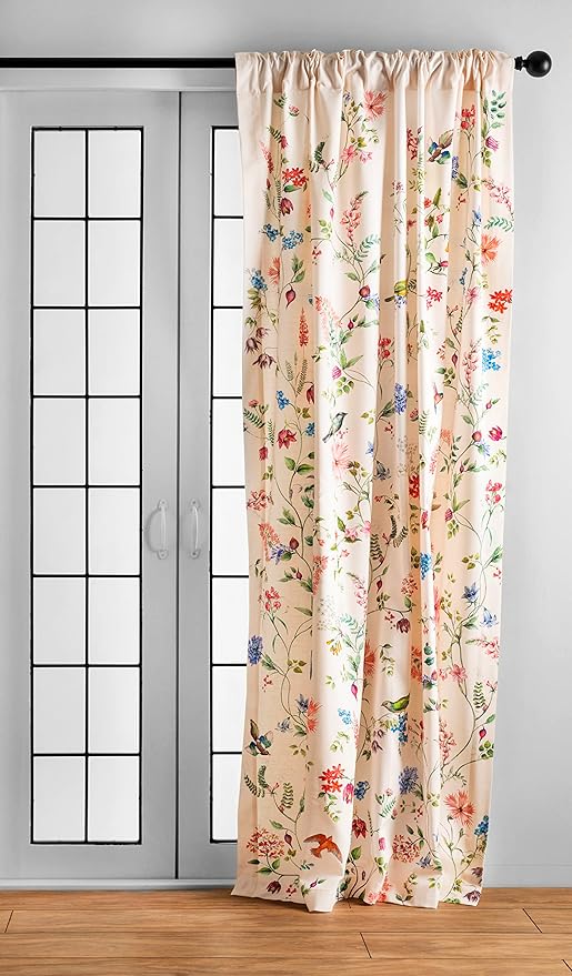 Maison d' Hermine Curtains for Living Room 100% Cotton 84 inch Length Two Panels Light Filtering Curtains for Bedroom Windows with Rod and Loop Pockets Drapes (Neo Ipomee Multicolor, 50" W x 84" L)