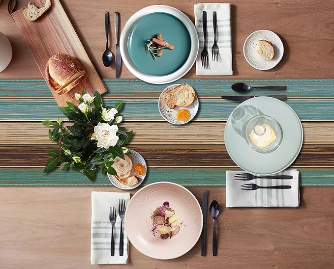 Emvency Farmhouse Table Runner, Vintage Green and Brown Art Painting for Kitchen Coffee Table Family Dinners Holiday Parties Wedding Events Decor(13x72 inch)