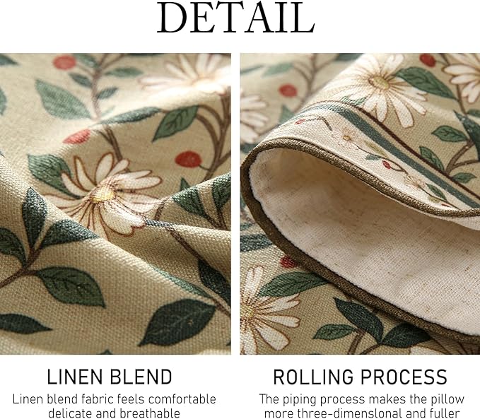 ISAENNE Designer Green Elegant Linen Table Runner 87 Inches Long,Flower and Leaves Pattern Wrinkle Resistant Table Runners for Dining Tables,Thanksgiving,Kitchen Tables,Christmas,12"*87"-Brune