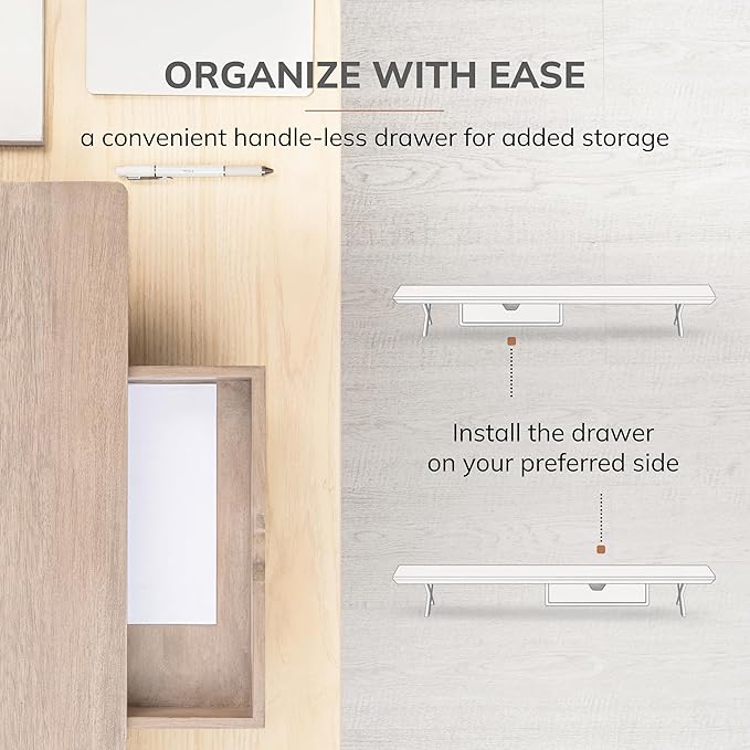 Anji Mountain Monitor Stand - Desktop Organizer & Laptop Riser, Ergonomic Monitor Riser, Space-Saving Monitor Stand for Desk, Durable Construction, Easy Assembly, Ideal for Home & Office,Biscotti