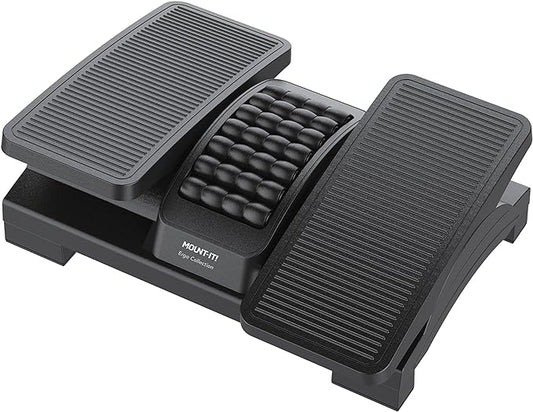 Mount-It! Ergonomic Footrest, Tilt Adjustable Individual Platforms, Height Adjustable Foot Rest with Massage Surface, Under Desk Foot Stool for Office, Leg Support and Improved Posture, Black