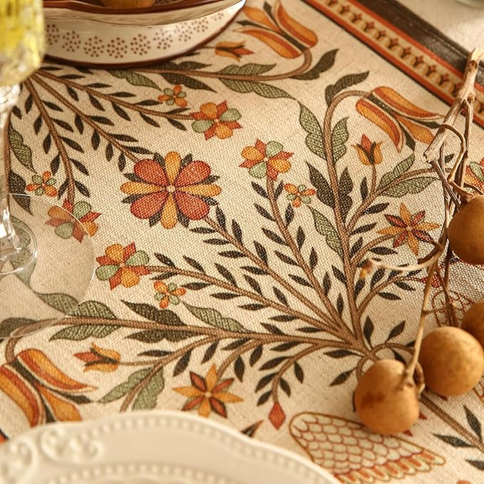 Decorative Linen Table Runner 71 Inches Long,Floral Print Rustic Runner for Table Decor Tabletop Table Runners for Kitchen,Dining,Tea Party,Home,Christmas,12"*71"