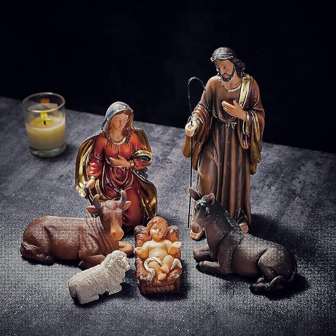 Nativity Set 8.5 inch Resin Stone 11 Figurines, Catholic Gift Holy Family Christmas Decoration Nativity Scene