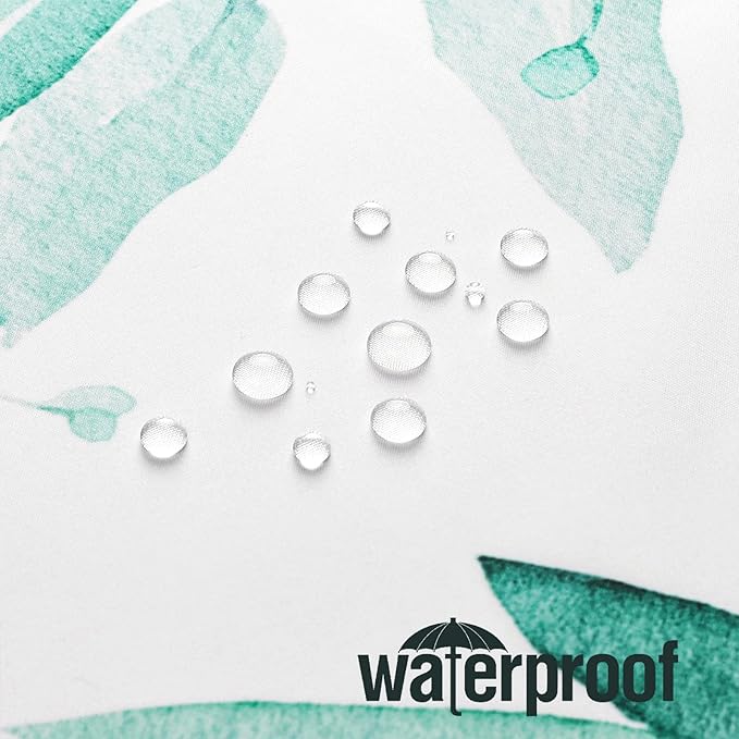 Gibelle Extra Long Shower Curtain 72 x 84, Teal Floral Shower Curtain for Bathroom, Watercolor Plant Eucalyptus Leaves Fabric Shower Curtain Set with Hooks