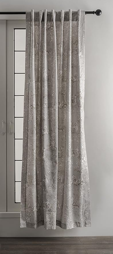Maison d' Hermine Curtains for Living Room 100% Cotton 84 inch Length Two Panels Light Filtering Toile Curtains for Bedroom Windows with Rod and Loop Pockets Drapes (Joli Jouy Beige, 50" W x 84" L)