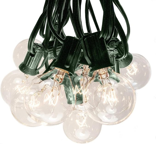 Hometown Evolution, Inc. 100 Foot G40 Globe Patio String Lights with 1.6 Inch Clear Bulbs for Outdoor String Lighting (Green Wire)