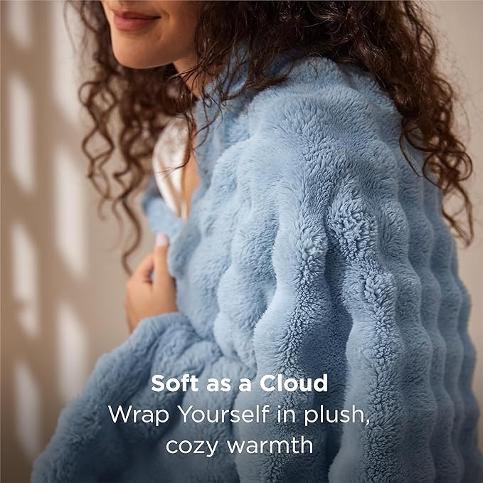 Bedsure 3D Bubble Blanket for Couch - GentleSoft Blue Throw Blanket for Sofa Bed Room Decor - Luxury Warm Cozy Gifts for Her, All Seasons, Celestial Blue, 50"×60"