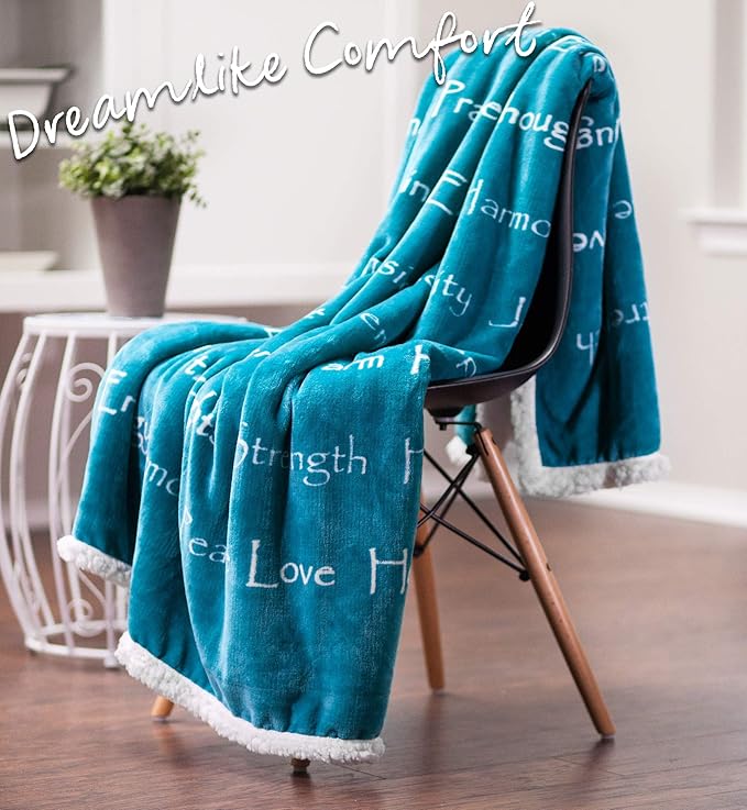 Chanasya Premium Healing Hugs Gift Blanket - for Hope Support Comfort Encouragement Sympathy - Breast Cancer Chemo Surgery Get Well Caring Gift Bed Blanket - Patient Women Men Friend (King) Teal