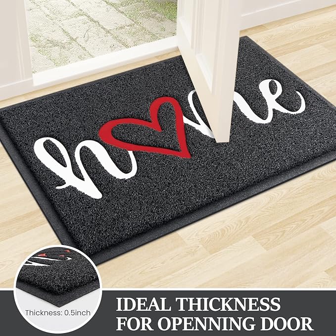 StepLively Door Mat Home Welcome Mats Outdoor and Indoor, Heavy-Duty Low-Profile Non-Slip Front Welcome Mat for Home Entrance, Outside Entry, Yard, Floor, Patio, Ideal (35''x24'', Black)