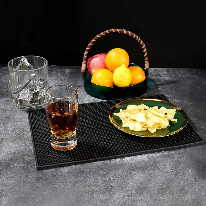 PVC Bar Service Mat for Cocktail Bartender 18x12 inches (Black)