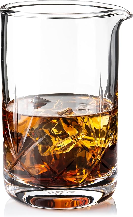 Cork & Mill Cocktail Mixing Glass - Large 24 oz Crystal Cocktail Mixer for Old Fashioneds, Manhattans and Other Stirred Whiskey Drinks - Essential Bar Accessories for Bartenders and Home Mixologists