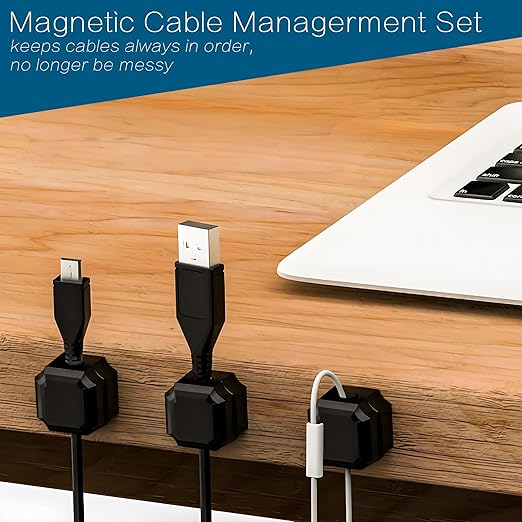 9pcs Magnetic Cable Clips - FonPeak Ultra-Adhesive Desk Cable Management Clips, Cord Organizer for Max 7.5mm/0.3 inches Cables, Suit for Desktop, Nightstand, Home, Office, Car, and Wall