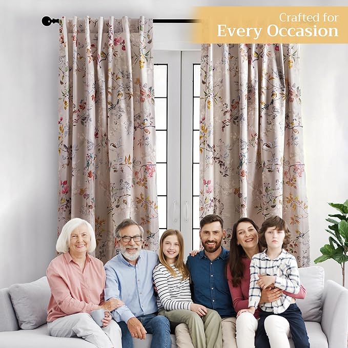 Maison d' Hermine Curtains for Living Room 100% Cotton 108 inch Length One Panel Light Filtering Curtains for Bedroom Windows with Rod and Loop Pockets Drapes (Equinoxe Multicolor, 50" W x 108" L)
