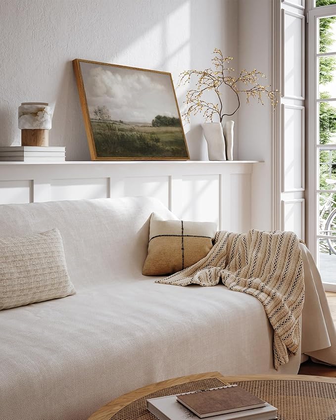 VIYYIEA Nature Framed Wall Art, Wilderness Vintage Art Decor Room Aesthetic, 12x16 Inch Canvas Print Artwork, Farmhouse Landscape Painting Wall Decor for Bedroom Bathroom Office