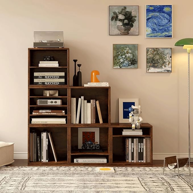 Vintage Wood File Organizer Desktop-14.5’’ Document Letter Mail Tray Sorter with 3 Adjustable Shelves Wooden Desk Organizer File Holder for School Home Office Supplies (Retro Brown)