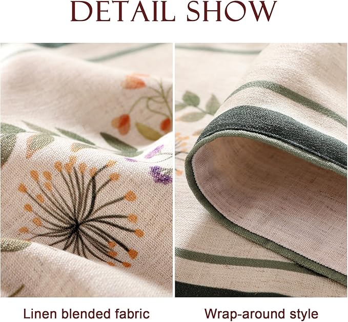 Linen Cheesecloth Table Runner,French Farmhouse Shabby Chic Floral Pattern 71 Inches Long Wrinkle Free Table Runners,Decor Tabletop for Kitchen,Dining,Party,Home,Christmas,12"*71"