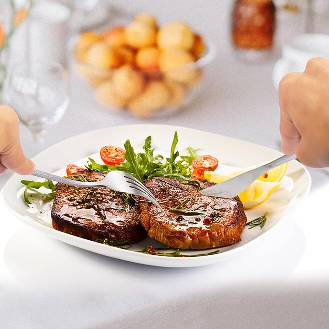 Silverware Set for 8, MIKIWAY 40 Pieces Stainless Steel Flatware Set, Matte Cutlery Tableware Set, Kitchen Utensils Set Include Spoons And Forks Set, Satin Polished, Dishwasher Safe