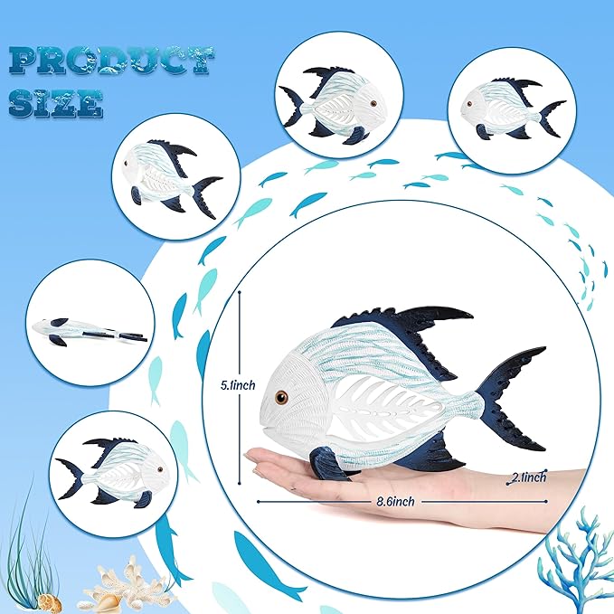 Leekung Coastal Fish Figurines for Home Decor,Resin Fish Statue for Beach Decoration,Sea Beach Coastal Decorations Themed,Table Desk Shelf Decor Statue for Bathroom Bedroom Office,Modern Decor Gifts