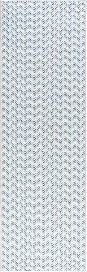 Dash & Albert Lowell Blue Machine Washable Rug, Runner-2.5 X 8 Feet, Blue Graphic Pattern - Premium Luxury Hotel Quality Soft Breathable Hypoallergenic Machine Washable Easy Care All Season