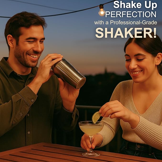 BarMaster® Cocktail Shaker Set – Bartender Kit with Bar Tools & Accessories – Mixology Set for Home Bar – Premium Cocktail Set, Martini Shaker, Barware Kit with Stand