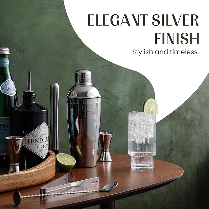 Mixology & Craft Bartender Kit: 14-Piece Cocktail Shaker Set - Bar Tool Set for Home and Professional Bartending - Martini Shaker Set with Drink Mixing Bar Tools - Exclusive Cocktail Recipes Bonus