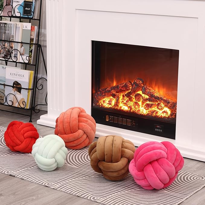 Petrella Knot Pillow Throw Pillows Ball Round Cute Throw Pillows Home Decor Cushion Decorative Aesthetic Spandex,Peaches 11inch