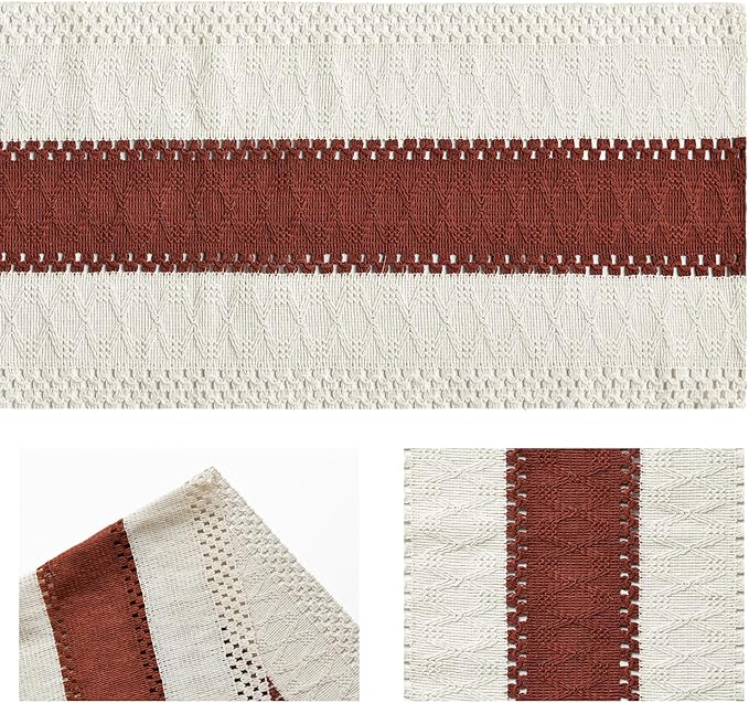 Artoid Mode Caramel Farmhouse Rustic Table Runner, Seasonal Holiday Hollow Kitchen Dining Table Decoration for Home Party Decor 12x72 Inch