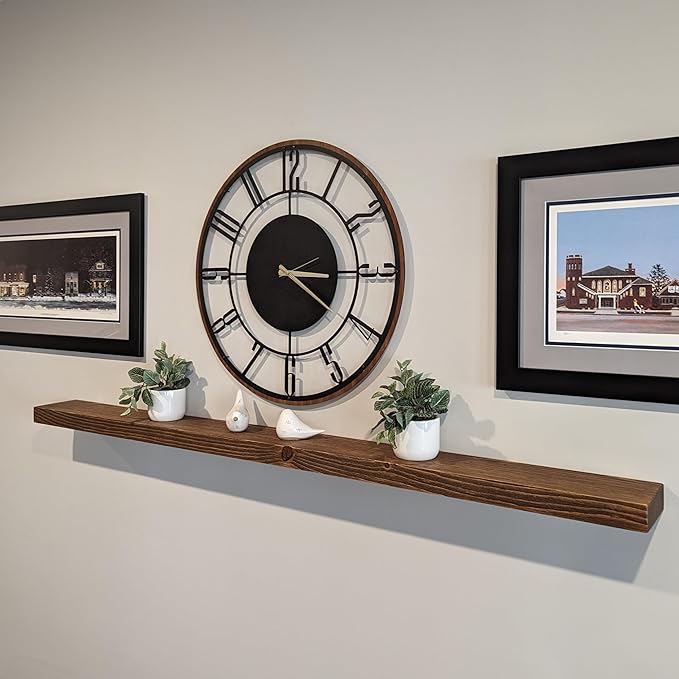 joelsantiques 60 Inch Wooden Floating Shelves for Wall - 60x6x2 in - Made of Natural Wood - Long Heavy Duty Rustic Wall Shelves for Bedroom - Perfect for Living Room, Kitchen - Medium Brown