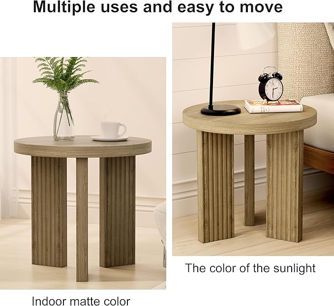 Small Round Side Table, 17.52" Coffee Table with Smooth Thick Mesa, Circle End Table with X Shaped Stable Legs, Accent Tea Table for Living Room, Office, Walnut