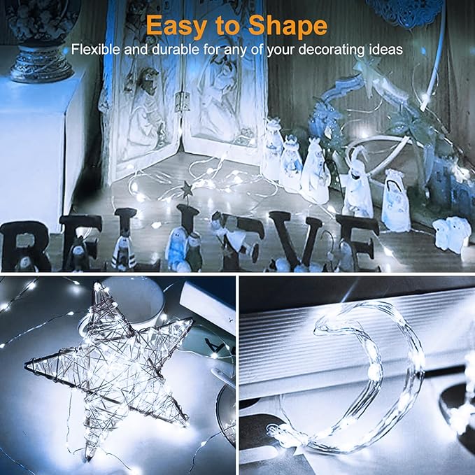 btfarm 18 Pack Fairy Lights Battery Operated [3 Modes], 7ft 20 Led Twinkle Lights String Lights Waterproof Bulk Small Mini Silver Wire for Mason Jars Vases Wedding Table Centerpiece, Cool White