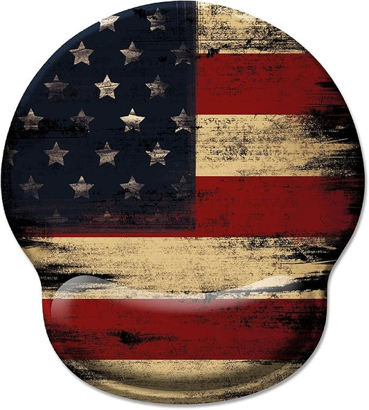 Ergonomic Mouse Pad with Wrist Rest, American Flag Gel Mouse Pads Wrist Support, Computer Mousepad with Non-Slip PU Base, Comfortable Mouse Pad for Desk Accessories Office Decor Supplies