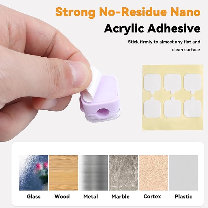 6 Pcs Cable Management Clips for Home Office Desk Cord Keeper Organizer Accessories Charger USB Wire Organizer Cord Holder for Nightstand Automotive (Purple)