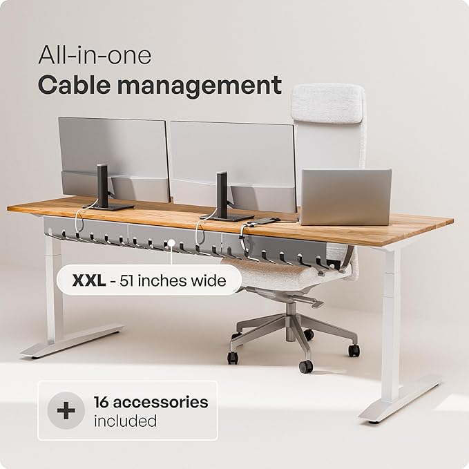 PAMO Cable Management Under Desk for Easy mounting Under-Table I Set of 3 - with 10X Cable Ties I Desk Organizer for Office/Home Office Table Thoughtful Cable Tray Holder